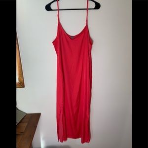 Aerie Satin Dress with Fringe bottom